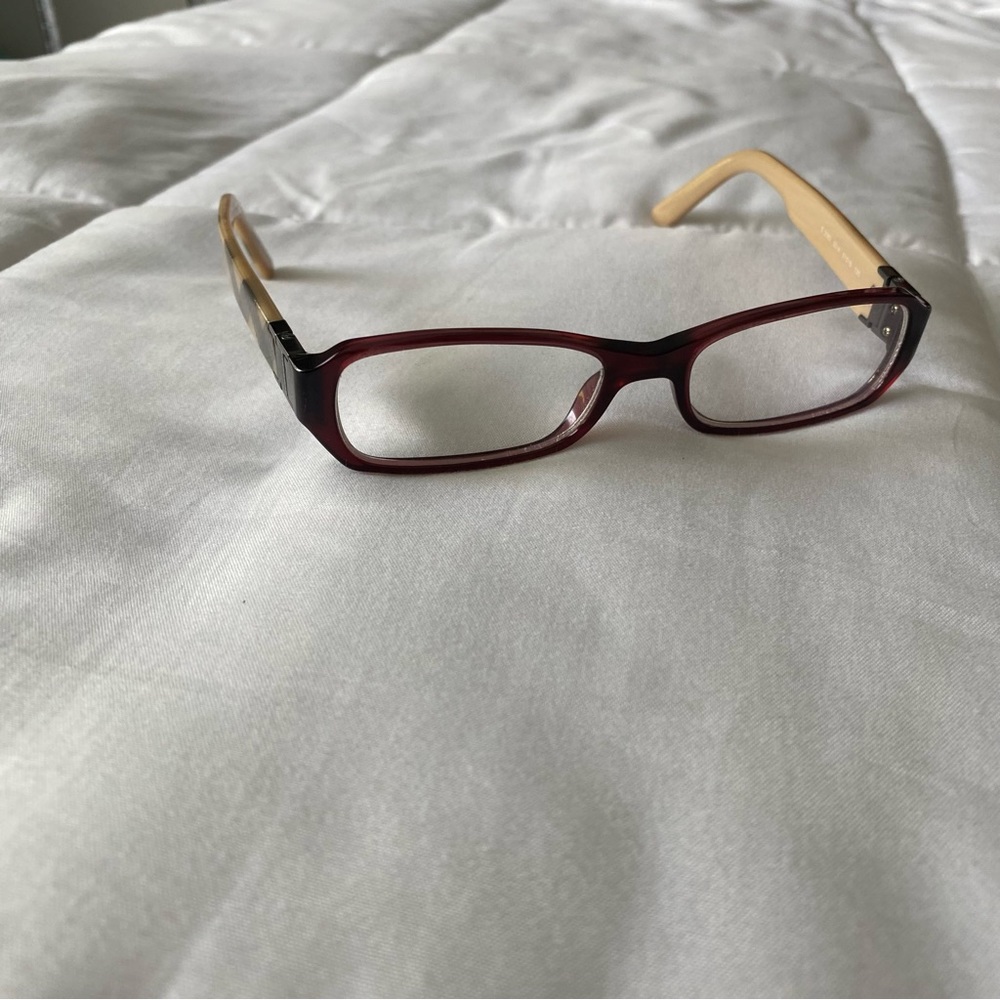 Burberry Burgundy Plaid Rectangular Eyeglasses - image 5